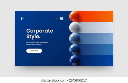 Vivid realistic spheres booklet concept. Creative horizontal cover design vector layout.