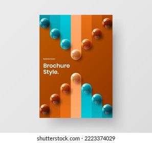 Vivid realistic spheres corporate brochure illustration. Premium magazine cover vector design concept.