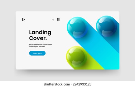 Vivid realistic spheres corporate identity template. Fresh horizontal cover design vector concept.