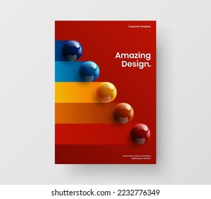 Vivid realistic spheres placard layout. Amazing booklet A4 design vector illustration.