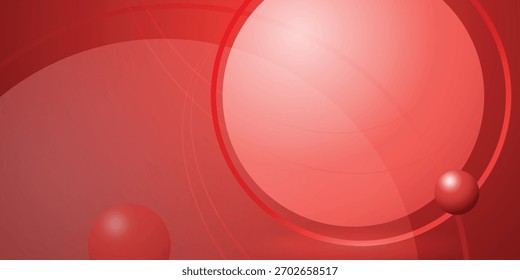Fundo abstrato vermelho vivo, círculos dinâmicos e esferas