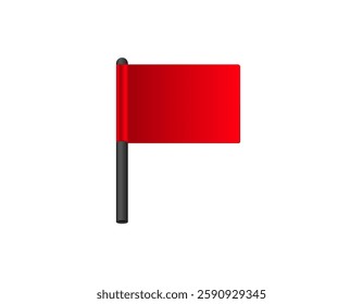 A vivid red flag on a black pole, symbolizing alert or warning, captured here.