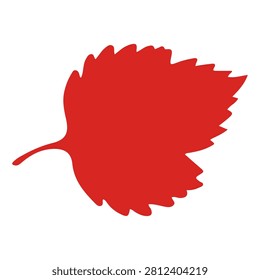 A vivid red maple leaf with detailed veins and serrated edges, symbolizing autumn and nature, isolated on a plain white background.