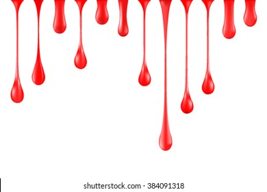 Vivid red pouring paint drips. Stock vector illustration: mesh. isolated on white background. For cosmetics fashion beauty advertising, nail polish and colorful Manicure concept.