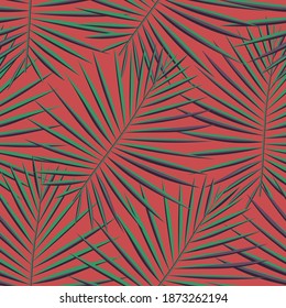 Vivid Repeated Palm Vector Pattern. Bright Seamless Nature Graphic Wallpaper. Vector, Tropical, Green Seamless Summer Vector Art. Pattern, Eco Seamless Pattern.