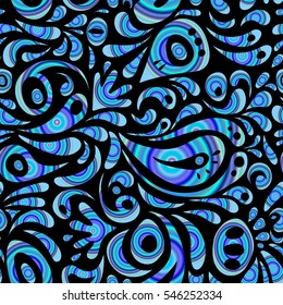 Vivid repeating doodles - For easy making seamless pattern use it for filling any contours. Vector illustration.