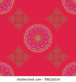 Vivid repeating - For easy making seamless pattern use it for filling any contours. Sketch in pink and orange colors. Vector illustration.