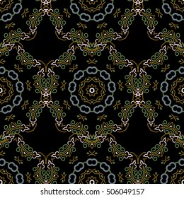 Vivid repeating floral - For easy making seamless pattern use it for filling any contours. Sketch in green colors. Vector illustration.