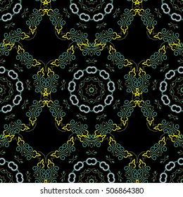 Vivid repeating floral - For easy making seamless pattern use it for filling any contours. Sketch in green colors. Vector illustration.