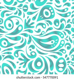 Vivid repeating floral - For easy making seamless pattern use it for filling any contours. Sketch in blue colors. Vector illustration.