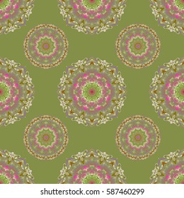 Vivid repeating floral - For easy making seamless pattern use it for filling any contours. Sketch in magenta and green colors. Vector illustration.