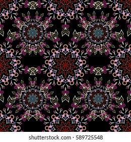 Vivid repeating floral - For easy making seamless pattern use it for filling any contours. Sketch in pink and blue colors. Vector illustration.