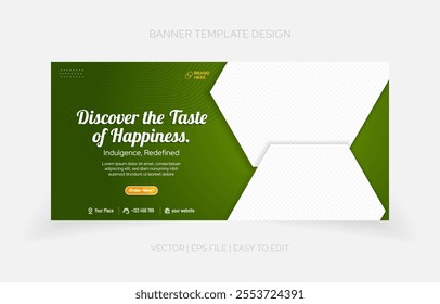 Vivid restaurant banner template with fresh visuals, trendy layouts, and editable features for custom branding solutions.
