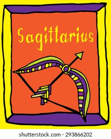Vivid Sagittarius horoscope sign vectorized hand draw 