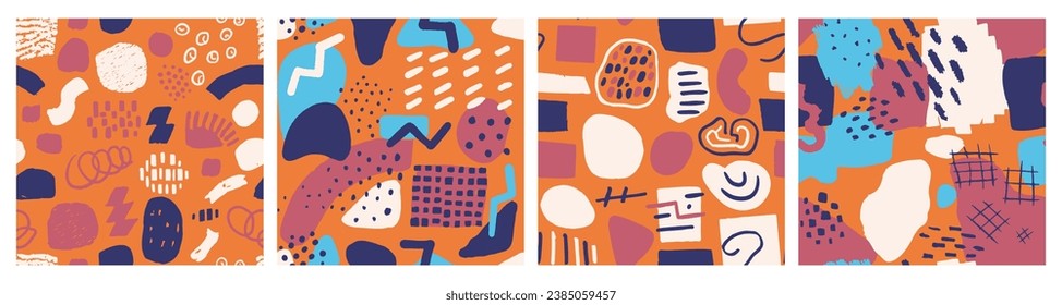 Vivid Seamless Abstract Isolated Fabrics Pattern. Green Continuous Contemporary Graphic Shape, Seamless Print. Blue Seamless Summer Modern Watercolor Silhouette