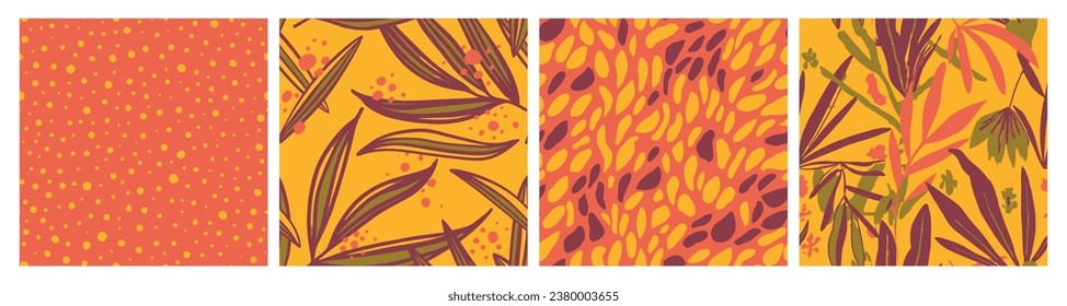 Vivid Seamless Abstract Plant Textile Pattern. Hippie Repeated Classic Decorative Leaves, Seamless Background. Colorful Continuous Decoration Beautiful Style Print. 