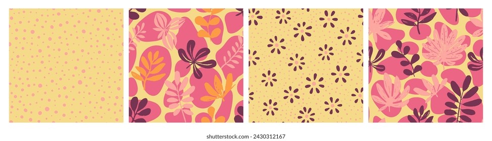 Vivid Seamless Classic Decorative Surface Pattern. Pastel Continuous Summer Vintage Leaves, Seamless Vector. Colorful Seamless Fashion Plant Style Wallpaper. 