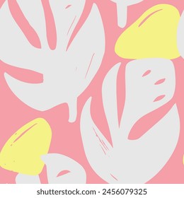 Vivid Seamless Color Garden Watercolor Vector. Blue Repeated Abstract Retro Leaves, Seamless Design. Pastel Continuous Fashion Beauty Paint Wallpaper. 
