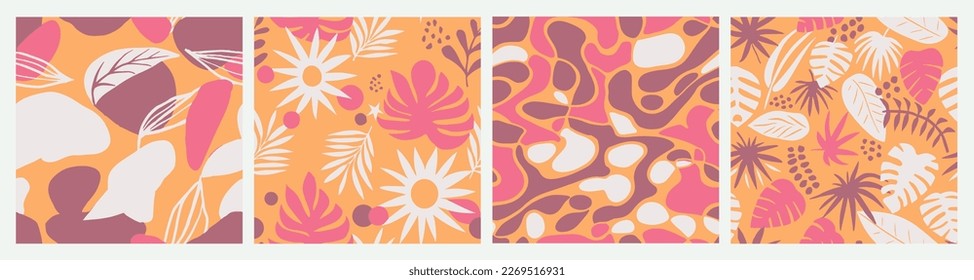 Vivid Seamless Color Trendy Decor Print. Yellow Seamless Elegant Graphic Scribble, Seamless Vector. Vibrant Repetitive Nature Simple Surface Collection. 