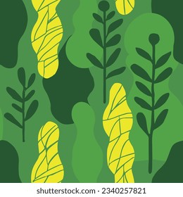 Vivid Seamless Creative Decorative Decor Design. Green Repeated Summer Simple Lines, Seamless Art. White Seamless Elegant Beautiful Template Background. 