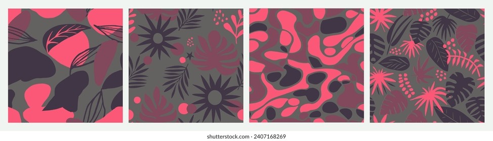 Vivid Seamless Creative Natural Artwork Vector. Vibrant Continuous Color Vintage Illustration, Seamless Design. White Endless Doodle Plant Style Art. 