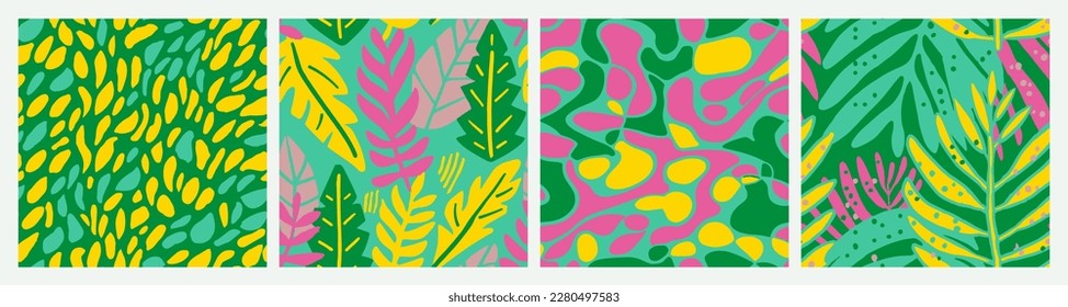 Vivid Seamless Decoration Organic Shape Background. Bright Repeated Elegant Graphic Lines, Seamless Collection. Dark Seamless Abstract Garden Element Print. 