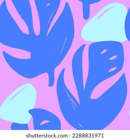 Vivid Seamless Doodle Fresh Artwork Backdrop. Pastel Continuous Decoration Modern Element, Seamless Print. Purple Repeated Abstract Beauty Watercolor Pattern. 