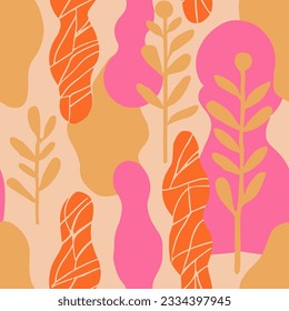 Vivid Seamless Doodle Modern Shape Art. Green Repetitive Nature Beauty Lines, Seamless Background. Hippie Seamless Contemporary Bloom Paint Print. 
