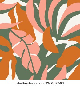 Vivid Seamless Elegant Beautiful Decor Backdrop. Pastel Repeated Abstract Flora Illustration, Seamless Art. Yellow Repetitive Decoration Vintage Lines Texture. 