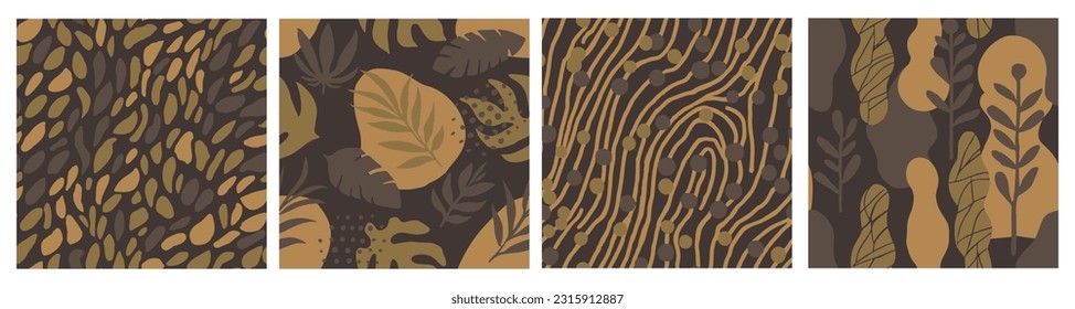 Vivid Seamless Elegant Flora Invitation Print. Black Seamless Creative Trendy Illustration, Seamless Collection. Yellow Repetitive Doodle Natural Watercolor Texture. 