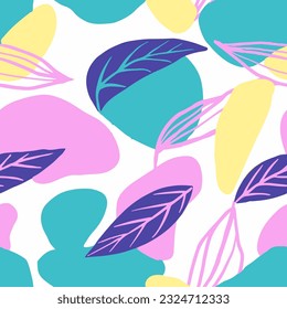 Vivid Seamless Elegant Plant Element Vector. Gradient Repeated Abstract Tree Watercolor, Seamless Design. Purple Endless Decoration Retro Textile Backdrop. 