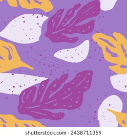 Vivid Seamless Fashion Jungle Decor Wallpaper. Green Continuous Doodle Graphic Watercolor, Seamless Vector. Orange Repeated Elegant Artistic Shape Art. 