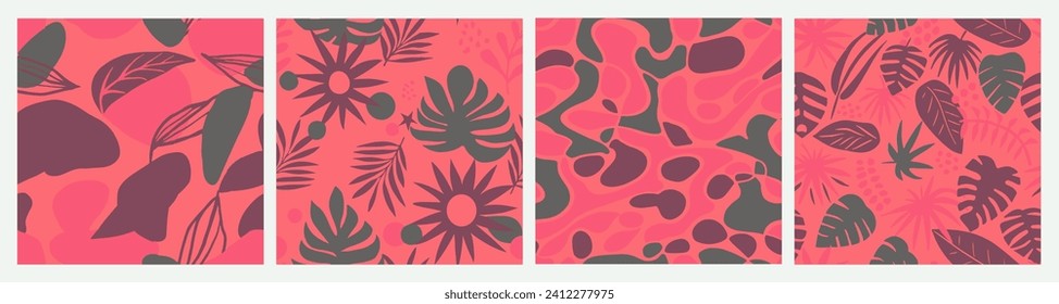 Vivid Seamless Nature Flora Leaves Art. Black Continuous Color Beauty Ornament, Seamless Wallpaper. Hippie Endless Abstract Beach Lines Vector. 