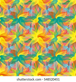 Vivid seamless pattern with abstract geometrical flower leaves.