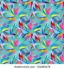 Vivid seamless pattern with abstract geometrical flowers.