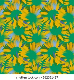 Vivid seamless pattern with abstract geometrical flowers.