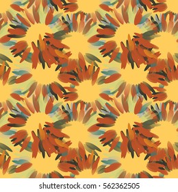 Vivid seamless pattern with abstract geometrical flowers.