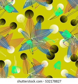 Vivid seamless pattern with colorful abstract geometrical shapes.