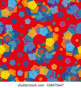Vivid seamless pattern with colorful abstract geometrical shapes.