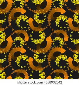 Vivid seamless pattern with unusual abstract geometrical shapes.
