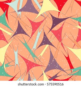 Vivid seamless pattern with unusual abstract geometrical shapes.