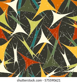 Vivid seamless pattern with unusual abstract geometrical shapes.
