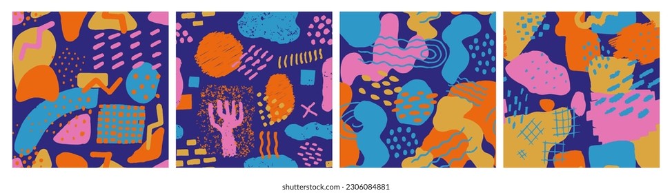 Vivid Seamless Round Beautiful Artwork Silhouette. Orange Endless Contemporary Modern Textile, Seamless Design. White Continuous Trend Graphic Watercolor Swatch