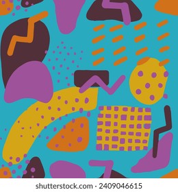 Vivid Seamless Stylish Beauty Lines Blob. Yellow Repetitive Trend Modern Paint, Seamless Paper. Light Repeated Grunge Graphic Surface Pattern
