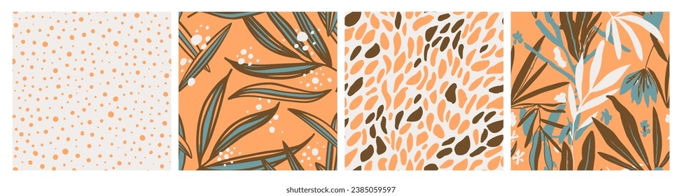 Vivid Seamless Summer Branch Illustration Vector. Yellow Repeated Contemporary Spring Surface, Seamless Backdrop. Pink Endless Color Beauty Element Texture. 