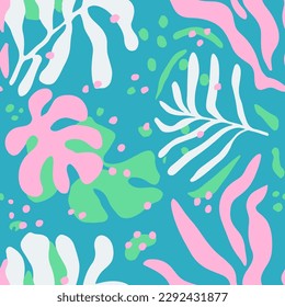 Vivid Seamless Summer Tropic Artwork Wallpaper. Light Seamless Creative Organic Style, Seamless Background. White Repetitive Color Spring Watercolor Pattern. 