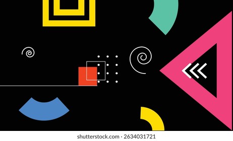 Vivid shapes with spirals and layered forms on dark background. Great for tech visuals, creative graphics, and modern design.