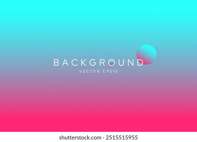 Vivid shocking pink and cyan color transition gradient background vector design