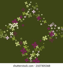 Vivid Simple Greenery Purple Nature Confetti. Dark Spring Clovers Flowers Vibrant Backdrop. Saint Patrick Pastel Green Fourtune Illustration. Summer Bright Floral Holidays Lucky Wallpaper.