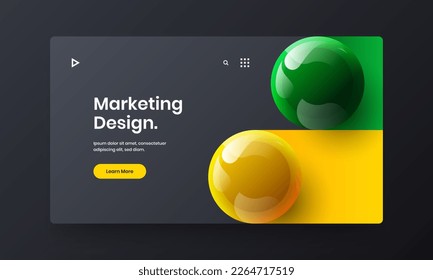 Vivid site design vector illustration. Premium 3D balls journal cover concept.